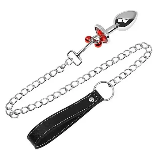 Металева анальна пробка Art Of Sex класична конусна з повідцем 40 мм 93 мм червоний - фото 1