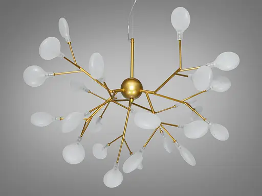 Витончена, дизайнерська люстра Світлячок, 27 ламп, золото сатин - фото 2