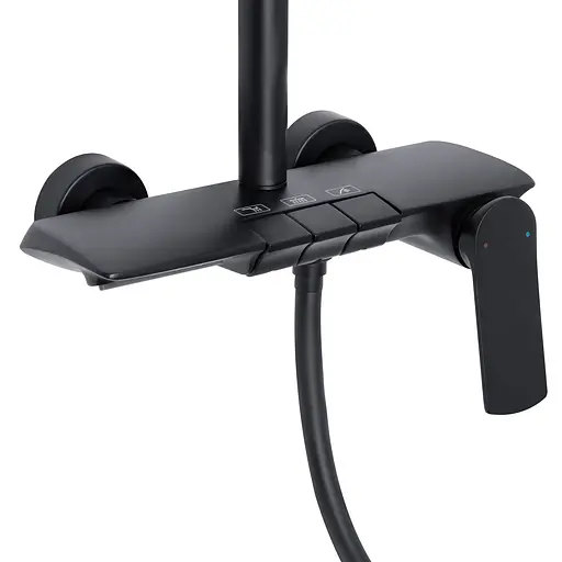 Душова система універсальна Qtap Slavonice на три споживача (з виливом) QTSLA111BLM45906 Black matt, Чорний матовий - фото 3