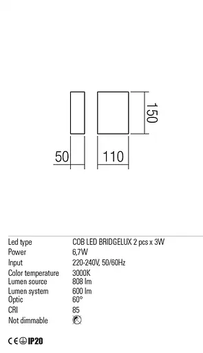 Бра Redo MATCH AP LED 6W IP20 MB (5.1.2) 01-1448 - фото 3