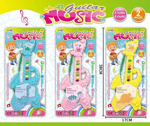 Гитара детская Динозавр, 1011B, 38 см, с музыкальными эффектами (в ассортименте) - фото 5