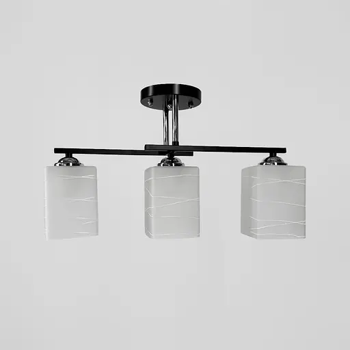 Прямокутний плафонний світильник на 3 лампи в чорному корпусі 47х15 см | Арт. 6944/3 BK+CH | Line F - фото 1