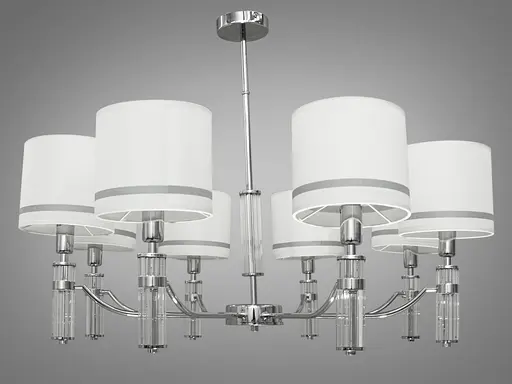 Современная, стильная качественная люстра с абажурами из ткани на восемь рожков. - фото 2
