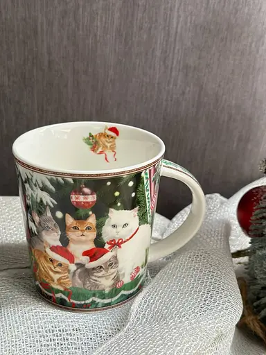 Чашка новорічна BonaDi R33357 Різдвяні коти фарфор у подарунковій коробці 420мл - фото 4