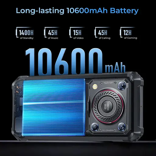 Смартфон Oulitel WP36 652" HD+ /8 ГБ/128 ГБ MT8788 /10600 мАч /13+5 Мп/ IP69K /NFC Черный - фото 9