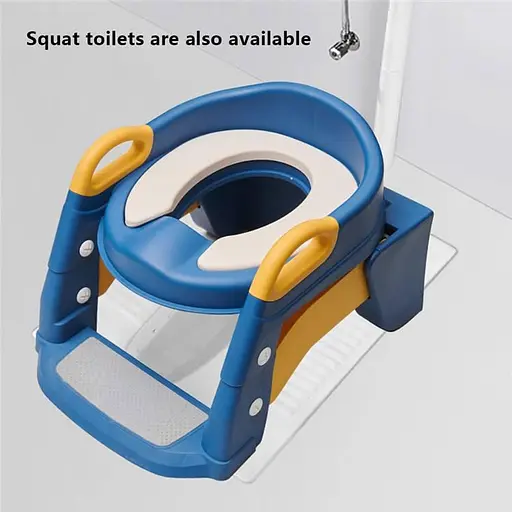 Дитяче складане сидіння на унітаз зі сходинками та ручками 2в1 + Горщик Жовто-синій - фото 6