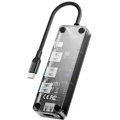 USB-хаб XO HUB015 5 в 1 многофункциональная док-станция Матово-прозрачный
