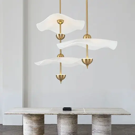 Латунный светильник с белым волнистым плафоном Ø 60 см Ст. SGA3-600-1 AB | Line F - фото 1