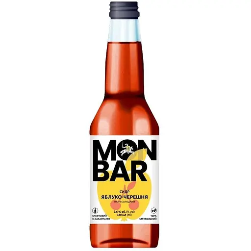 Сидр Monbar Яблуко-Черешня напівсолодкий 3.6% 0.33 л - фото 1