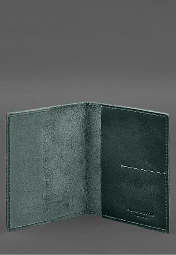 Кожаная обложка для военного билета с карманами 7.2 зеленый краст - фото 3