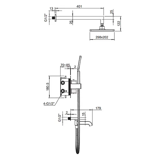 Душевая система скрытого монтажа с термостатом Koer KB-67011-01 KR4726, Хром - фото 2