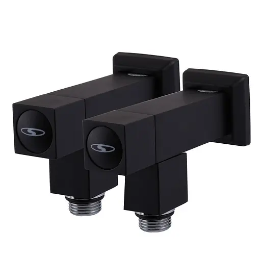 Набір кран напівоборотний кутовий з американкою Solomon Lux 1/2″ Cube Black 8888 (2шт.) 000021912 - фото 5