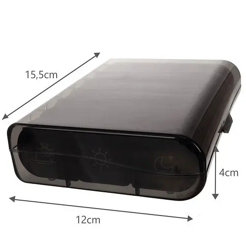 Таблетниця-органайзер RUHHY 24287 на 7 днів 3 секції в день чорна - фото 6