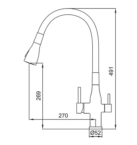 Смеситель для кухни Koer KI-72024-05 с выходом для питьевой воды (KR5012) - фото 2
