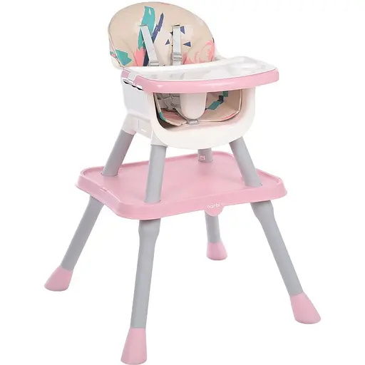 Стульчик для кормления Bambi 3 в 1 M 5672-8 с сидением из экокожи, розовый