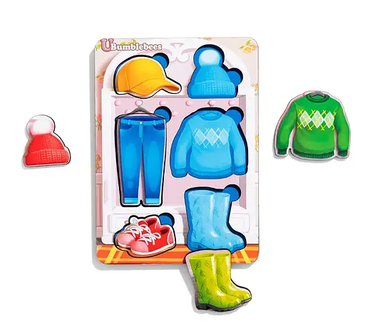 Дерев'яний пазл "Одяг - 1" (фон із підказкою), 16*12*0,6см