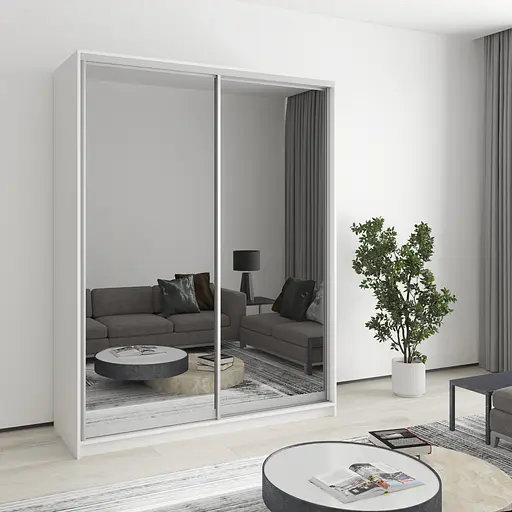 Шафа-купе дводверна MebelStar Стандарт AL 2 Дзеркала 160x60x210 см Аляска білий (MBS-2519)