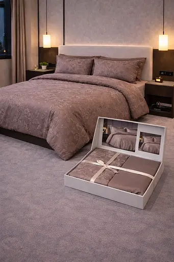 Комплект постільної  білизни сімейний 160х220  Premium сатин коричневий TC303376175