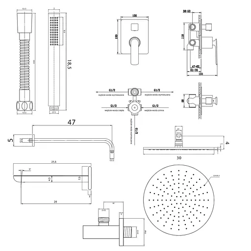 Душова система Kohlman Experience 30 chrome + BOX прихованого монтажу QW211ER30, Хром - фото 2