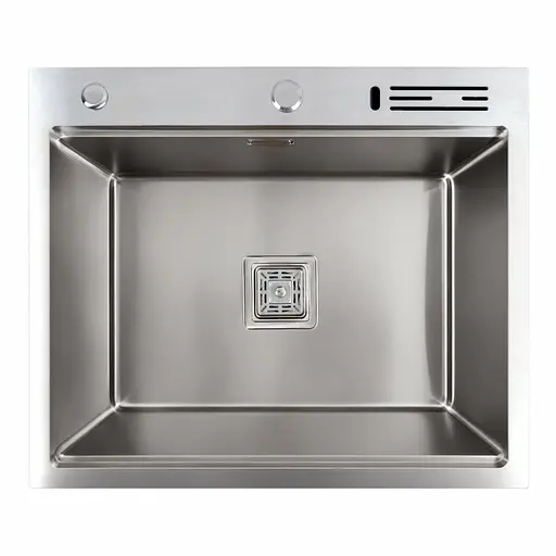 Кухонная мойка 60x50 нержавейка Platinum Handmade с подставкой для ножей, Нержавеющая сталь - фото 1
