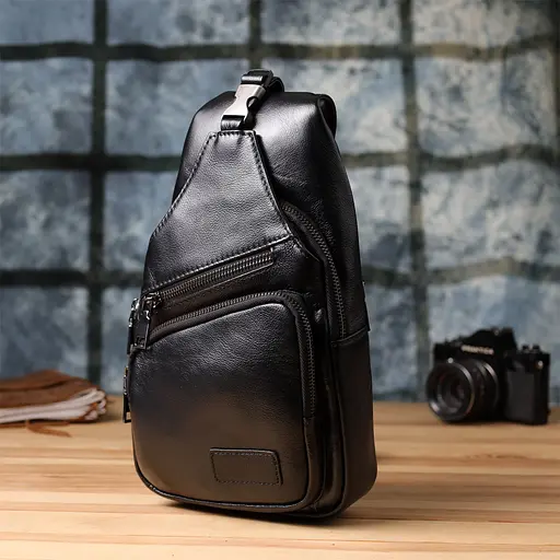 Мужская сумка через плечо из натуральной кожи Vintage 19х32х8 см sum0028982 - фото 9