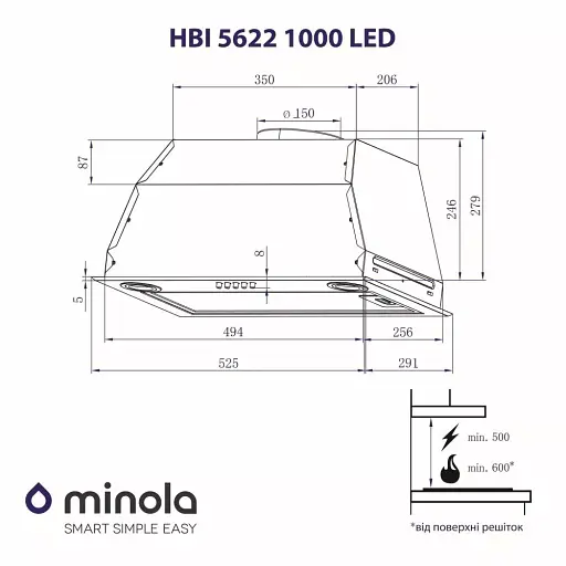 Вытяжка полновстраиваемая Minola HBI 5622 I 1000 LED - фото 8