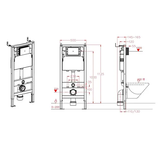 Інсталяція для унітазу Koer KT-0408 500x165x1125mm (без панелі змиву) KR6119 - фото 5