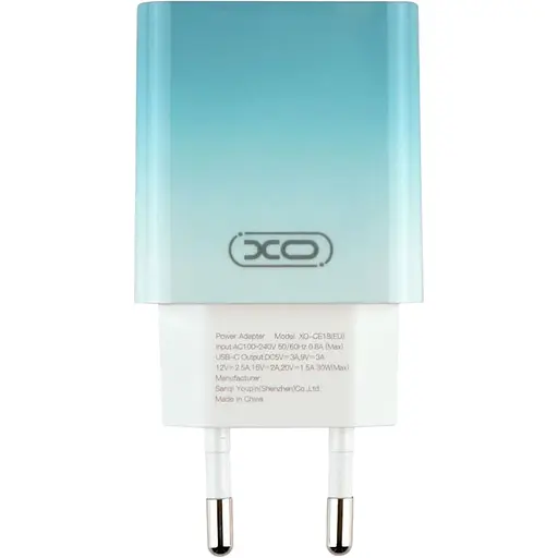 Комплект зарядного пристрою XO CE18 1Type-C PD/QC 30W Type-C to Type-C Blue