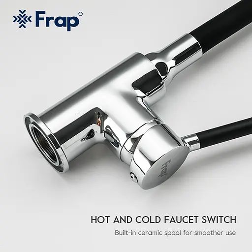 Змішувач для кухні Frap F4044 з гнучким виливом 2 режими чорний/хром Чорний матовий - фото 4