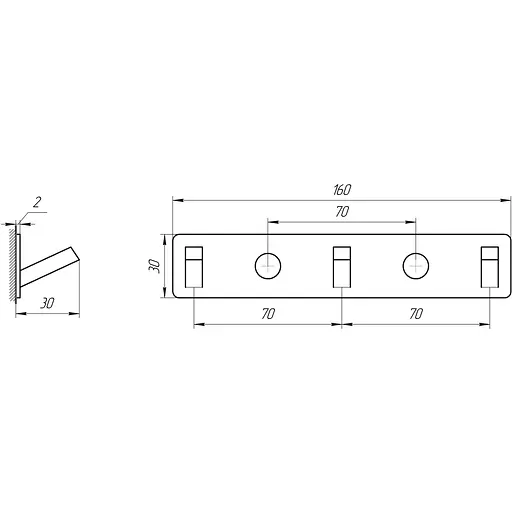 Планка с крючками TOPAZ TKB 9385-3-BL - фото 2