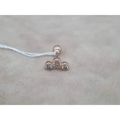 Золота сережка для пірсингу хеліксу Ірій з фіанітами. З40069ШТ - фото 3