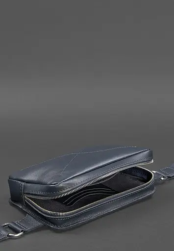 Шкіряна поясна сумка Dropbag Mini темно-синя - фото 6