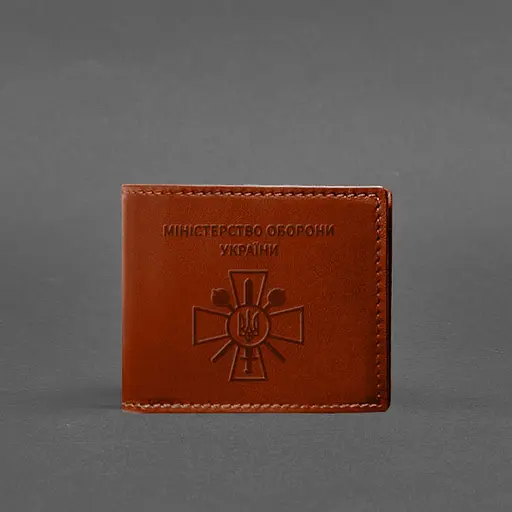 Кожаная обложка для удостоверения министерства обороны светло-коричневая - фото 5