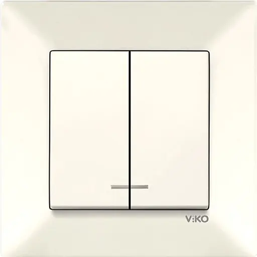 Вимикач 2-клавішний VIKO Meridian з підсвіткою кремовий (90970250-WH)