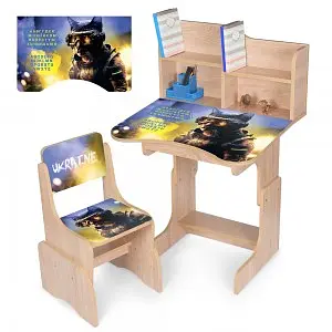 Парта зі стільчиком, 69.5x44.5 см, Кіт-воїн, абетка, N2071-2-3