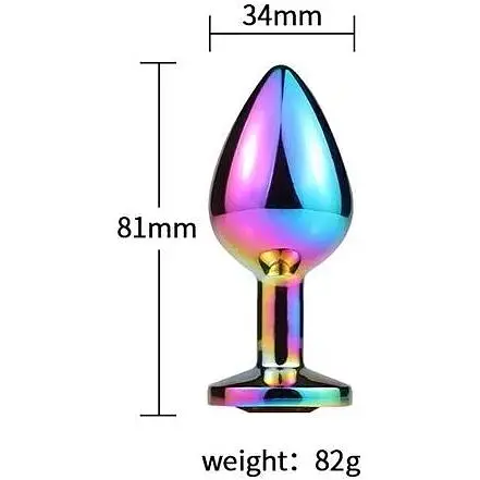 Анальна пробка SKN-MS58 з кристалом хамелеон (розмір M), Радуга - фото 4