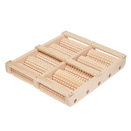 Масажер для ніг дерев'яний зубчастий на 10 роликів Праймед 30х26.5х5 см, Woodly 84197 - фото 3