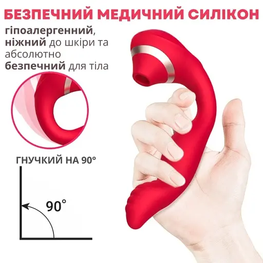 Вакуумно-вібраційний стимулятор I’MCUM Dual Bliss 3in1 для клітора, сосків і зони G (IM-ZDB272) - фото 7