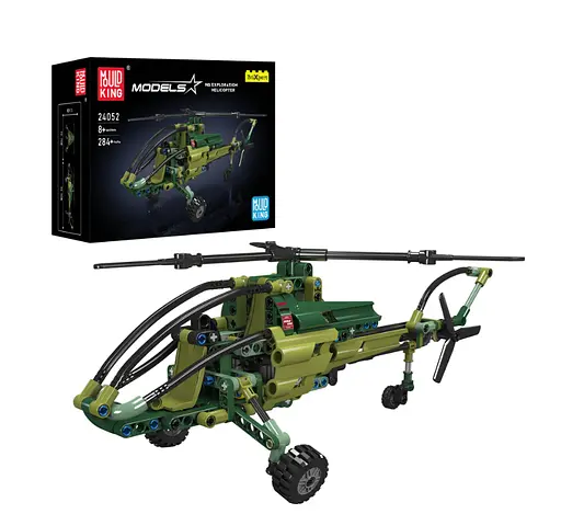 Конструктор вертоліт Mould King  Exploration Helicopter  авіція військовий розвідувач авіація 284 деталей - фото 2