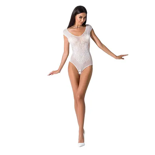 Бодістокінг Passion BS064 white боді закрите плече S/M/L - фото 2