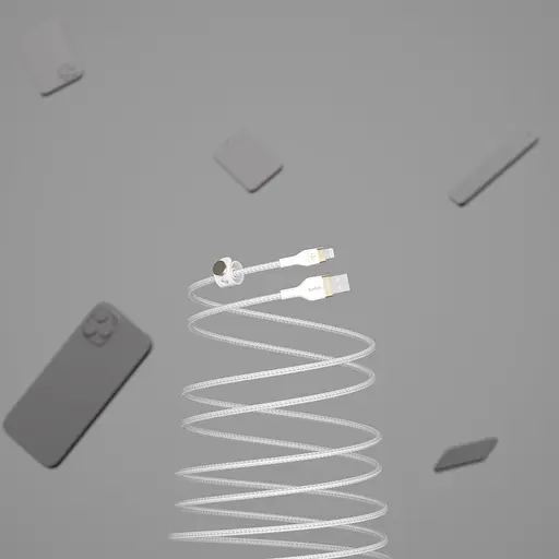 Belkin Кабель USB-A - Lightning плетеный, силиконовый, с ремешком на магните, 1м, белый - фото 8