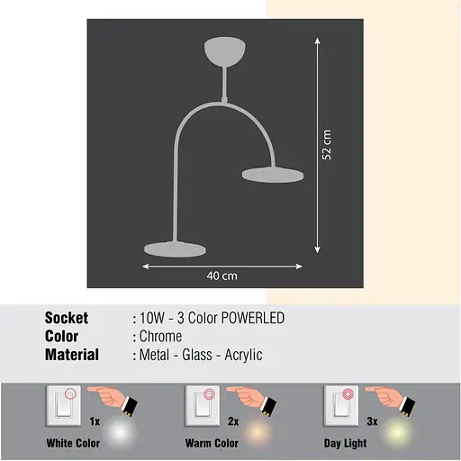 Металлическая светодиодная подвесная лампа Cemre мощностью 10 Вт RGB - фото 2