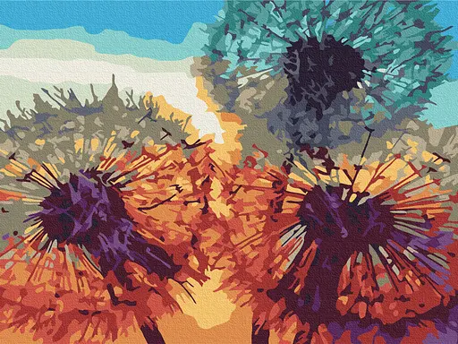 Картина за номерами на підрамнику Brushme Кульбабки на заході сонця
