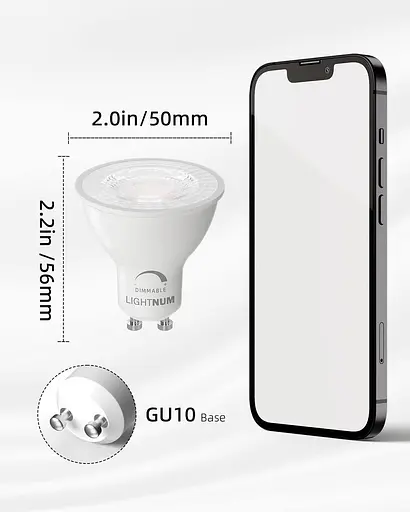 Світлодіодні лампи LIGHTNUM GU10 з димованою 12 упаковок, галогенним еквівалентом потужністю 50 Вт, доріжкова лампочка - фото 2