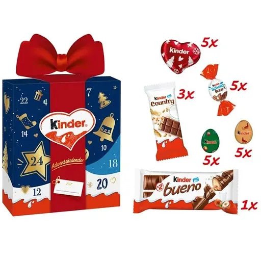 Уцінка. Набір подарунковий Новорічний Адвент календар Kinder Mix Geschenk-Adventskalender 214 г - фото 2