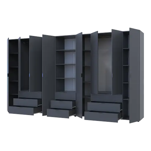 Шкаф для одежды Doros Гелар Графит 4+4ДСП с пеналом 370х49.5х203.4 (42005173) - фото 2