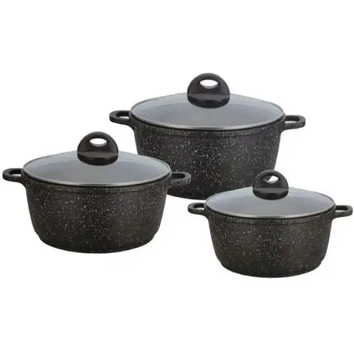 Набір каструль з кришками Benson BN-312, 6 предметів Чорний - фото 1