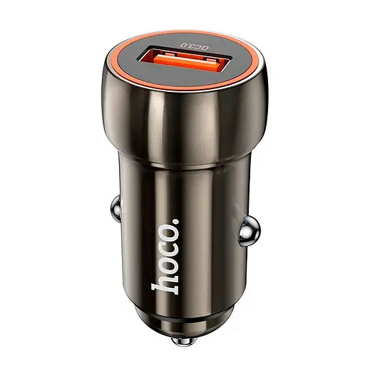 Адаптер автомобильный HOCO Blue shield single port car charger Z46 азу коричневое - фото 1