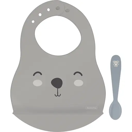 Набор детской посуды TramontinaBaby Le Petit слюнявчик и серая ложка (23797/604)