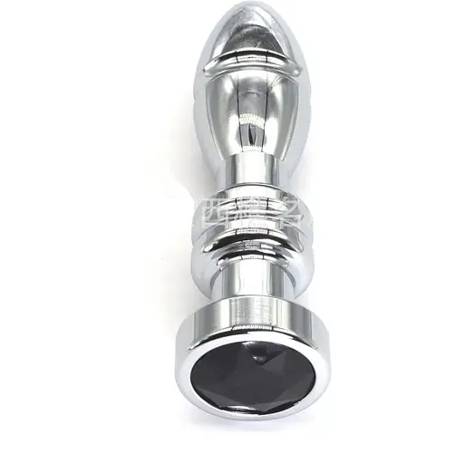 Фігурна анальна пробка з кристалом SKN-MS118 (довжина 12 см, діаметр 3.5 см, Вага 155 гр.), Срібний / Чорний